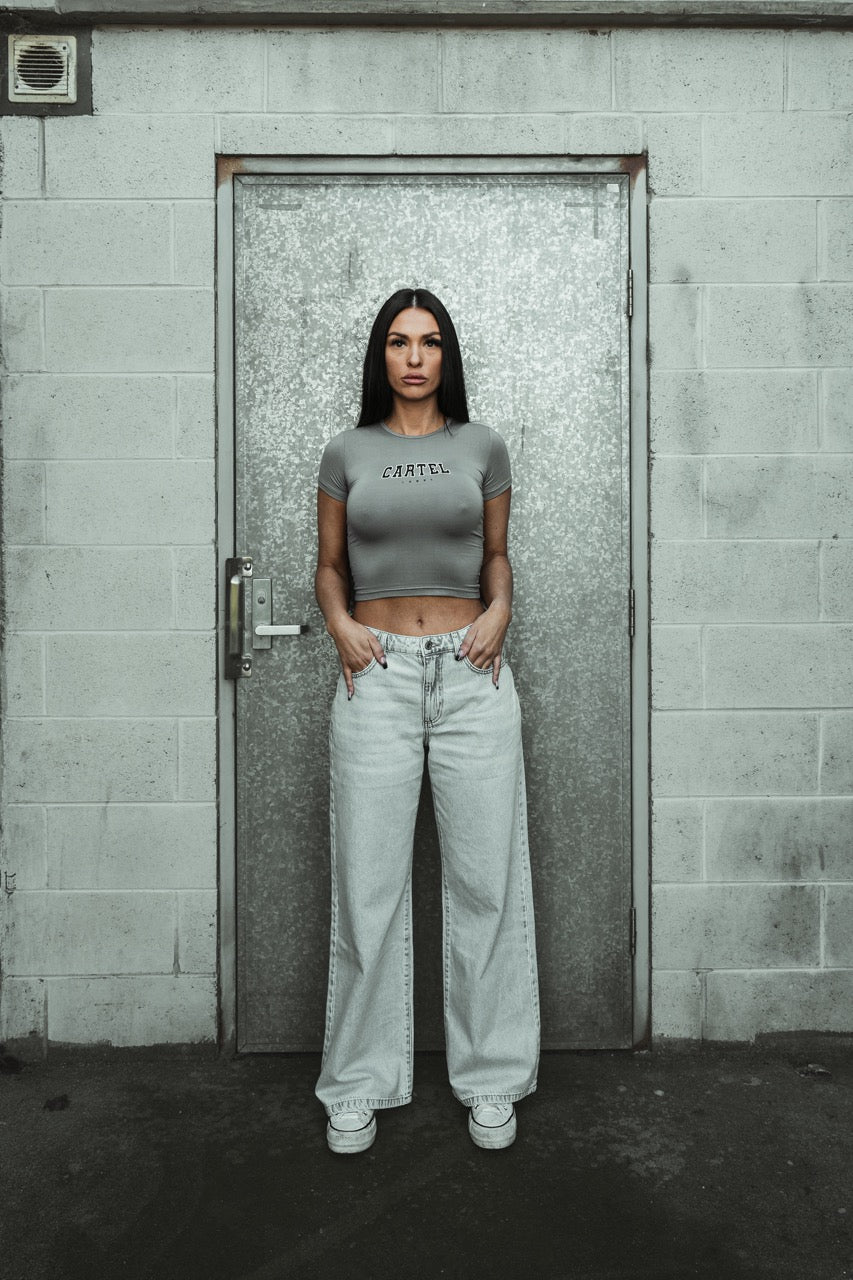 The Sorority Baby Tee - Grey