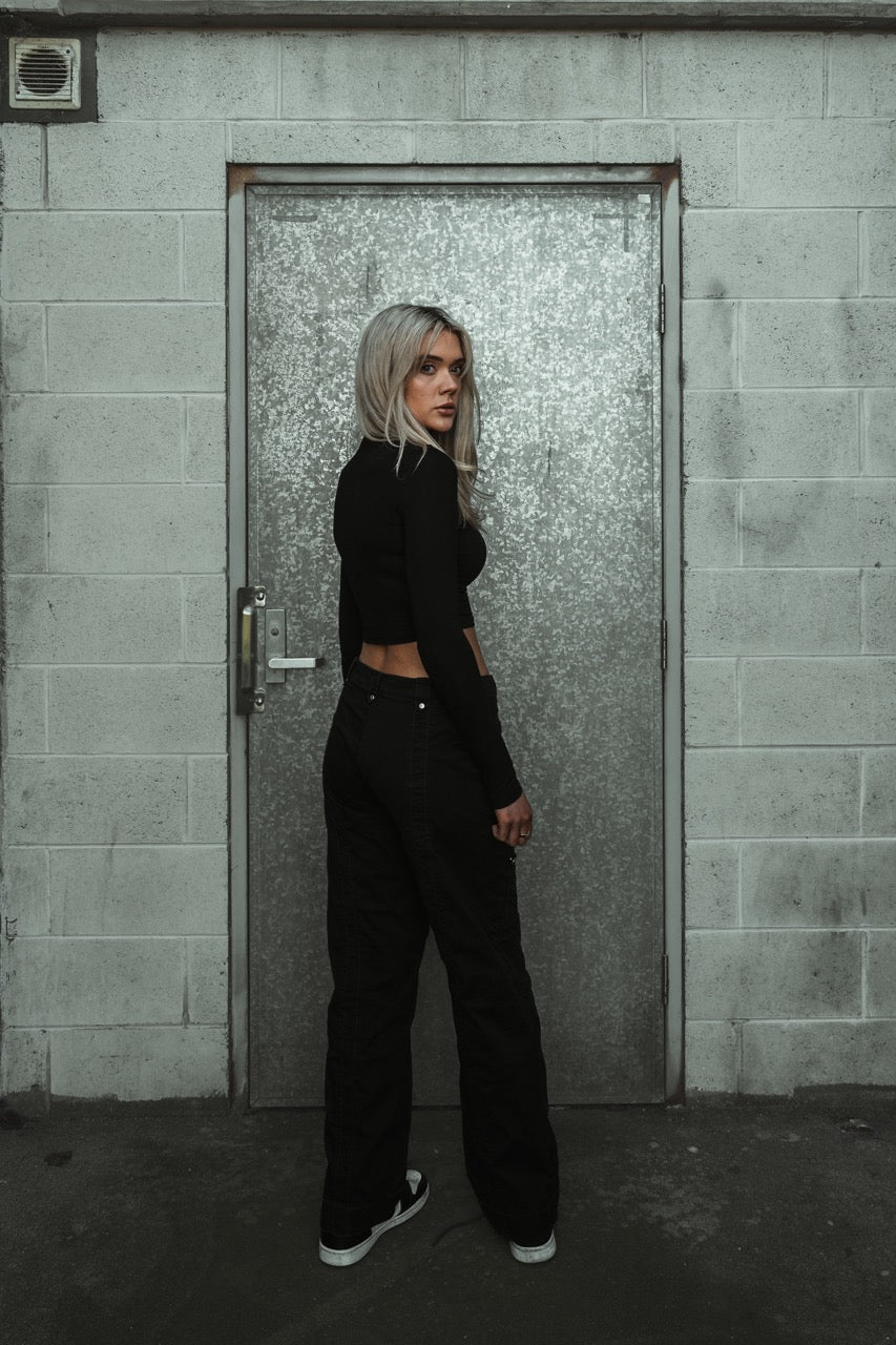 The Cyber Longsleeve Baby Tee - Black