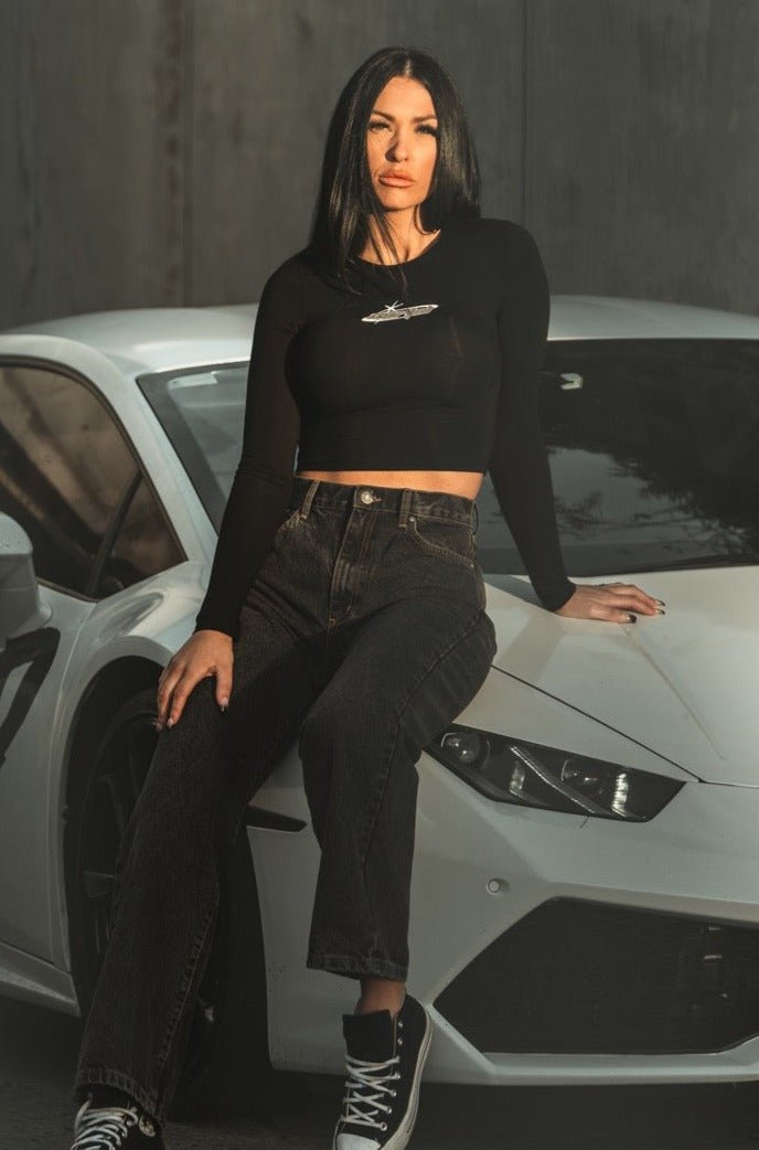 The Cyber Longsleeve Baby Tee - Black