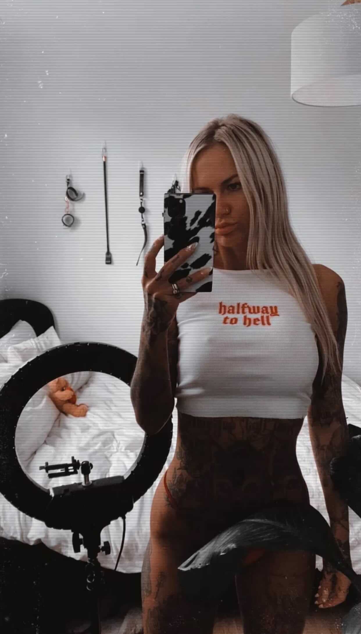 The Halfway to Hell Cropped Tank - White/Red