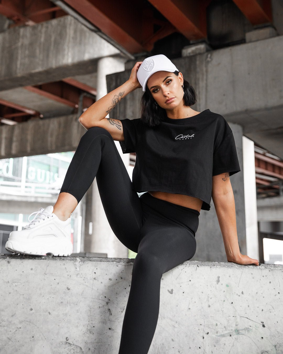 The Signature Cropped Oversized Tee - Black