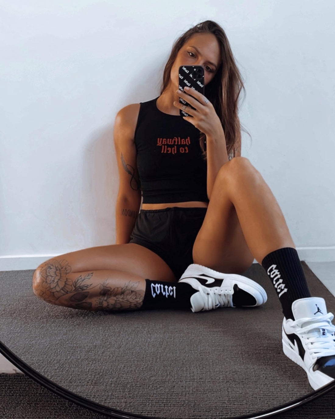 The Halfway to Hell Cropped Tank - Black/Red