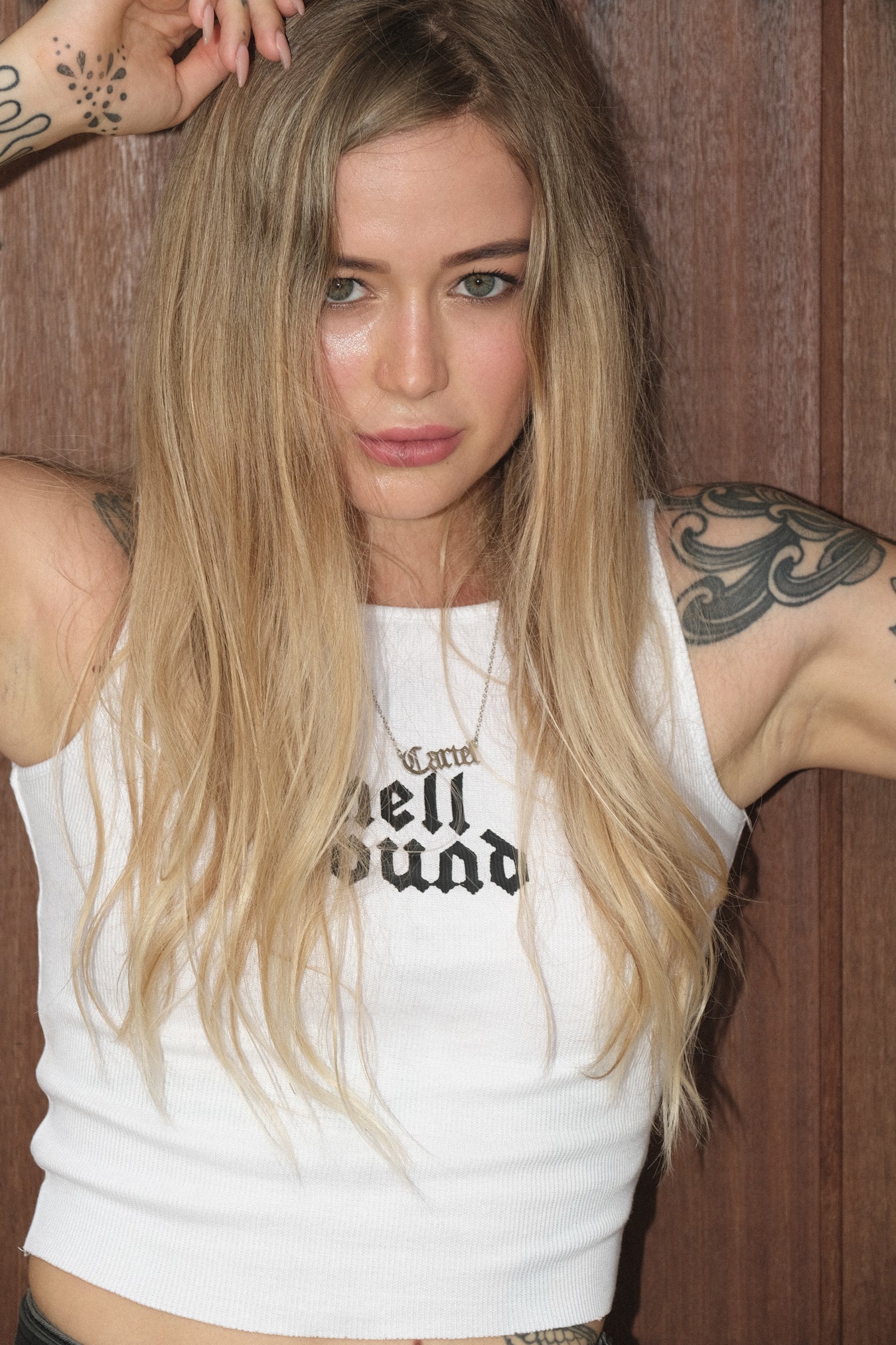 The Hell Bound Cropped Tank - White/Black